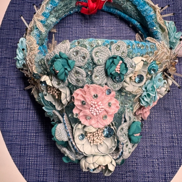 Floral Competition Crown – Blue & Pink with Sparkle Accents - Picture 5 of 9